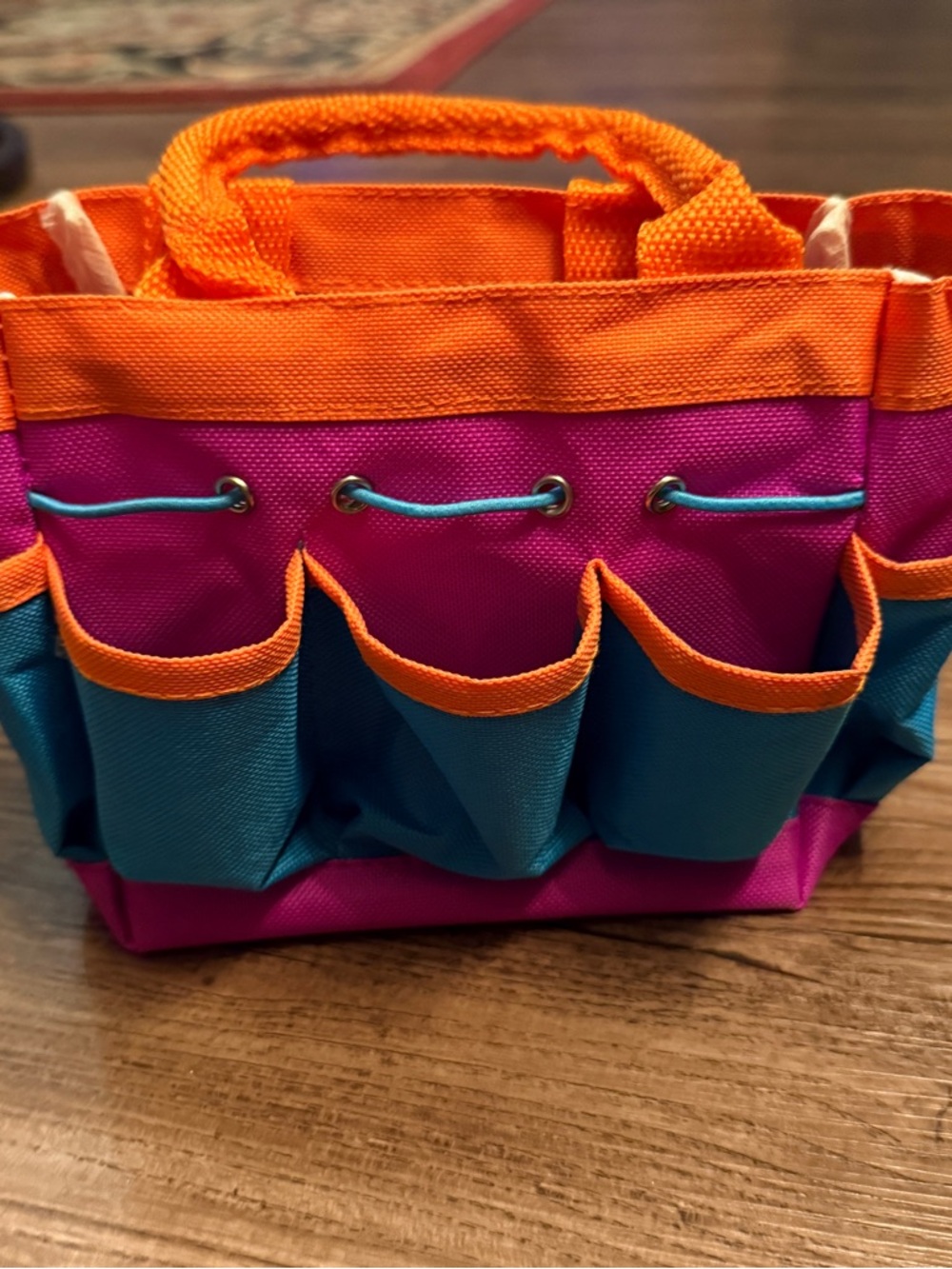 Colorblock Mini Tote Bag in Orange, Pink & Teal